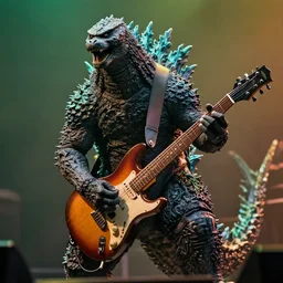 godzilla playing the electric guitar