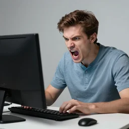 screaming guy behind computer, angry 0 n 4