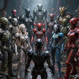love, diverse deadly cybersuits, from behind, kill rituals, wide wide angle, vivid, elaborate, highly detailed, beautiful lighting