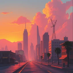 an empty cityscape painting by boris vallejo, synthwave