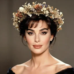 fine art photo of sophia loren, she has a crown of dried flowers, by oleg oprisco