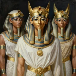 hyper realistic painting of ancient egypt, gold ornaments, flowing fabric, intrincate detail, detailed faces by wayne barlowe, gustav moreau, goward, gaston bussiere and roberto ferri, santiago caruso, and austin osman spare, ( ( ( ( occult art ) ) ) ) bouguereau, alphonse mucha, saturno butto