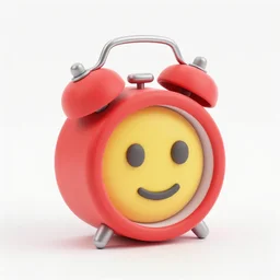 tiny red alarm clock that looks like the iOS emoji emoji, 3D clay render, 4k UHD, white background white background, minimalistic, isometric view, studio lighting, 3d render, unreal engine, centered, Trending on artstation