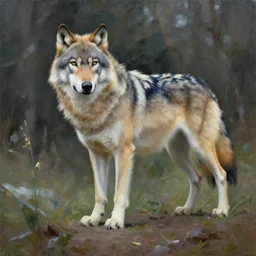 Wolf as a painter, artwork by Antón Semenov,