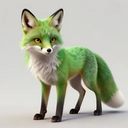 green furry fox, digital art, fantasy, detailed