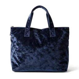 velvet tote bag, high detail macro photography, isolated on a pure white background, centered, entire object in frame, sharp focus, soft studio lighting