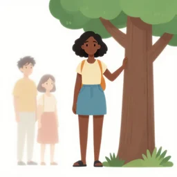 african girl standing close to a tree, clean cel shaded vector art, shutterstock, behance hd by lois van baarle, artgerm, helen huang, by makoto shinkai, ilya kuvshinov, rossdraws, illustration