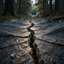 photo of a crack in the fabrics of space and time, in the forest. Fantasy magic style. Highly detailed 8k. Intricate. Nikon d850 55mm. Award winning photography.
