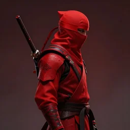 the red ninja, shadows, side profile, trending on artstation, 8 k