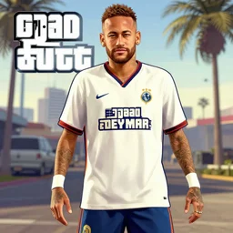 Neymar in GTA San Andreas , cover art by Stephen Bliss, artstation, no text