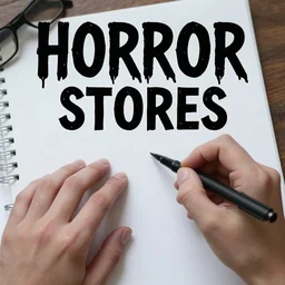 youtube thumbnail for video about writing horror stores