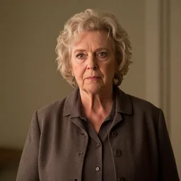 A cinematic portrait of Kathy Bates as Granny Goodness in a movie about Jack Kirby's Fourth World. live action. soft studio lighting, award-winning cinema.