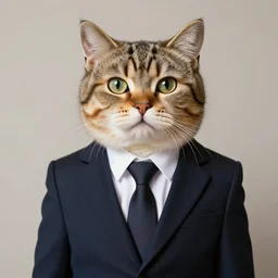 anthromorphic cat wearing a suit