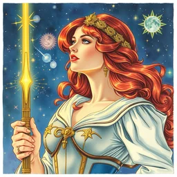the sailor galaxia. beautiful, realistic painting by mucha and kuvshinov and bilibin. watercolor, thick lining, manga, soviet realism