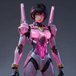 A realistic anime portrait of a woman in a Gundam suit with glowing pink, digital painting, by Stanley Artgerm Lau, Sakimichan, WLOP and Rossdraws, digtial painting, trending on ArtStation, SFW version