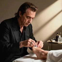 ringo starr getting a pedicure in the style raymond pettibone