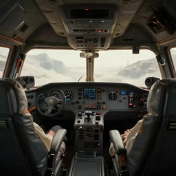spaceship interior cockpit, fantasy, natural light, concept art, by greg rutkowski, cozy atmospheric and cinematic lighting, trending on artstation