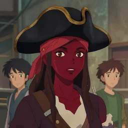 woman, dark red skin, pirate hat, behance hd artstation, style of jesper ejsing, by rhads, makoto shinkai and lois van baarle, ilya kuvshinov, ossdraws