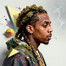profile picture of lil wayne, weed, graffiti, hard edges, geometric 3 d shapes, stoned, og, trippy, asymmetrical, surreal, marijuana, 8 k, smoke, highly detailed masterpiece by sachin teng