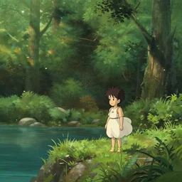 a wholesome animation key shot of a cute forest landscape on near lake, studio ghibli, pixar and disney animation, sharp, rendered in unreal engine 5, anime key art by greg rutkowski, dramatic, dynamic lighting