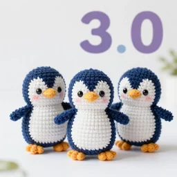 happy crocheted penguins, 2 0 3 0 s catalogue photo,