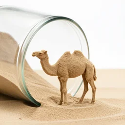 camel made from sand, in side a jar