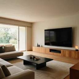 a interior design of a home by frank lloyd wright, gaming room, large tv, craig mullins