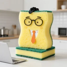 kitchen sponge dressed up for their office job