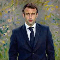 Claude Monet painting Emmanuel Macron in American Psycho (1999)