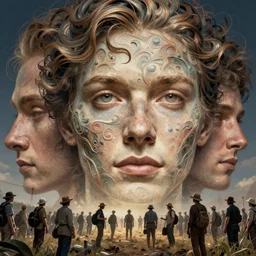 procedural human in the wild, long shot by bruce pennington, inspired by vladimir kush and rafal olbinski, epic, huge scale, beautiful fine face features, intricate high details, sharp, ultradetailed