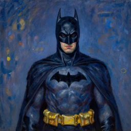 Batman impresionism painting  by  Claude Monet, night