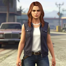 Cara Delevingne as a GTA V NPC, in game capture. 3D Render.