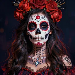 illustration of a sugar skull day of the dead girl, art by tom richmond