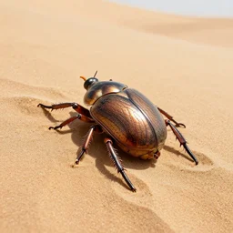 beautiful tattooed scarab on a sand dune in egypt