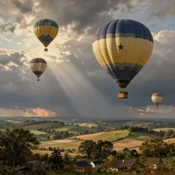 Kent countryside, hot air balloons, by J.M.W Turner