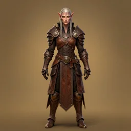 beautiful character design of an aasimar wearing leather armor, light skin, golden eyes, d&d, HD, HDR, full body, warm lighting, symmetrical face, intricate design, character concept, subtle vibrancy, pathfinder, by christophe young, charlie bowater