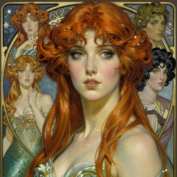 realistic detailed face and body portrait of a mermaid by gerald moira, ayami kojima, amano, greg hildebrandt, ann long, and mark brooks, female, feminine, art nouveau, victorian, neo - gothic, gothic, character concept design