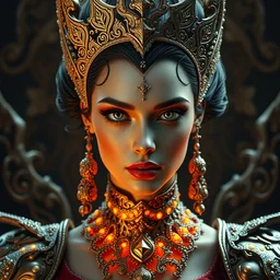 portrait of princess of evil, beautiful, attractive, glowing, ornate and intricate, jaw dropping, dynamic lighting, intricate and detailed, 4 k octane render