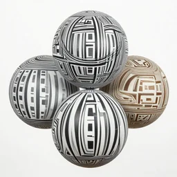 3 d balls painting by dan mcpharlin, aaron douglas, kay nielsen, roerich inspired by yukio - e, made of graphic patterns