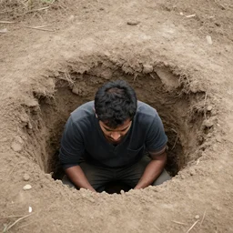 we see a new man on the ground in a hole,