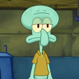 an in game portrait of squidward from the legend of zelda breath of the wild, breath of the wild art style.
