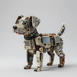 a dog made of old computer parts