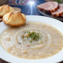 plate of borscht, pampushka and salo, hyper realism, extremely close - up, ethnic background, epic lightning, yamy yamy