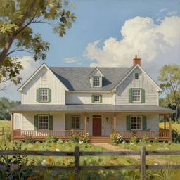 highly detailed painting of beautiful farm house, award winning masterpiece art, hyper realistic, concept art, 8 k detail post - processing