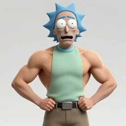 rick sanchez as a bodybuilder, photorealistic