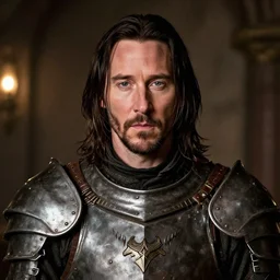 keanu reeves as a dnd knight in a fantasy tavern, closeup portrait, by donato giancola, symmetry!!
