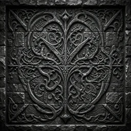 carved stone wall texture art, stylized, eldritch dark evil patterns, stone castle wall texture game art