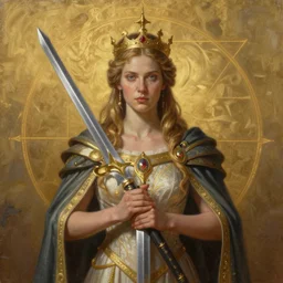a beautiful realistic portrait painting of queen of swords, golden ratio, intricate, elegant, highly detailed, digital painting, artstation, 8 k