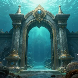 the gate to the eternal kingdom of seabed, fantasy, digital art, hd, detailed.
