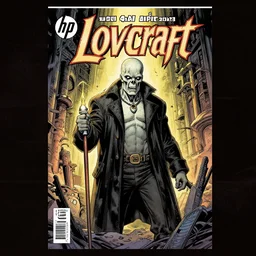 an hp lovecraft comic book, full color,